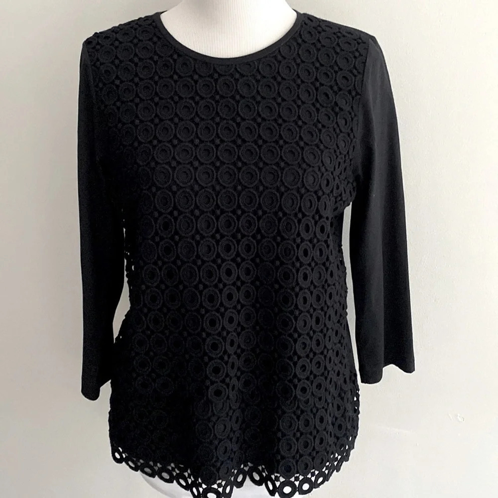 ·J Crew· Mixed Media Layered Tee, 3/4 sleeves, NWOT, Medium